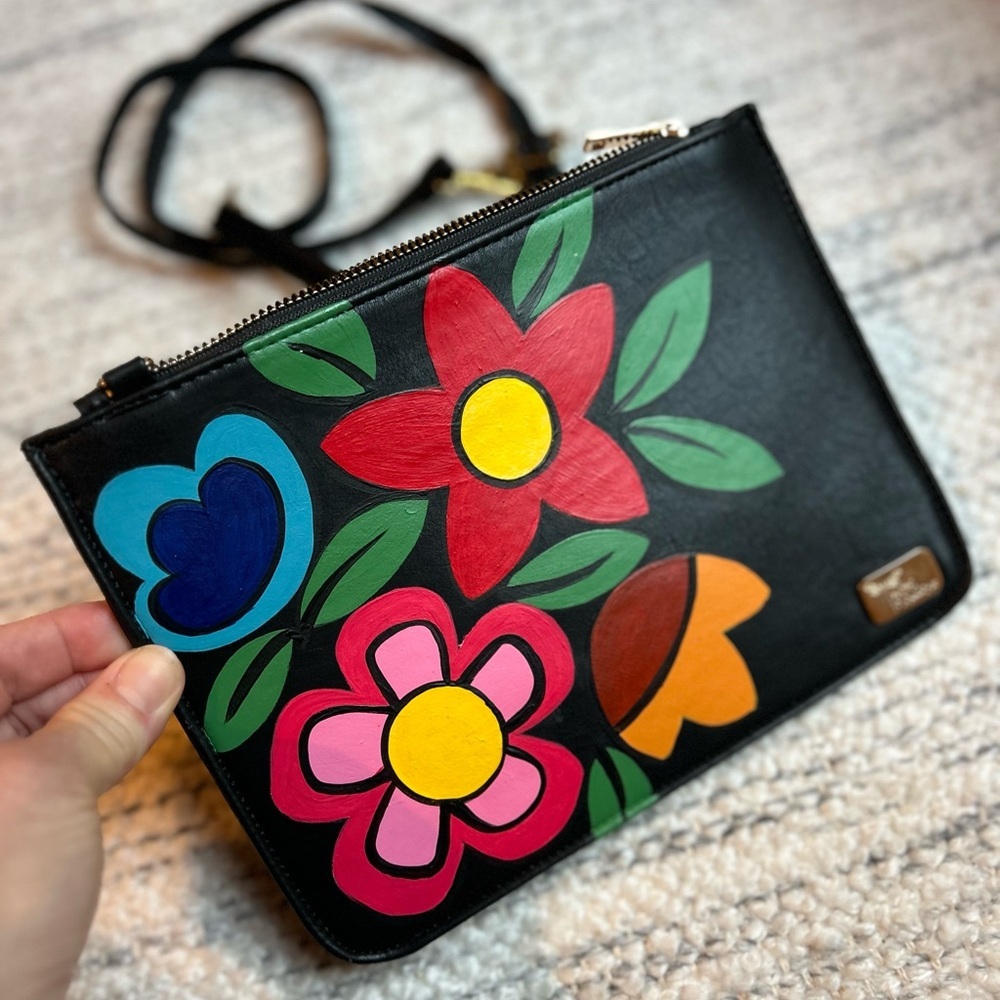 Rosa Mexicano Hand-Painted Women’s Crossbody or Covertible Clutch - Picture 2 of 12